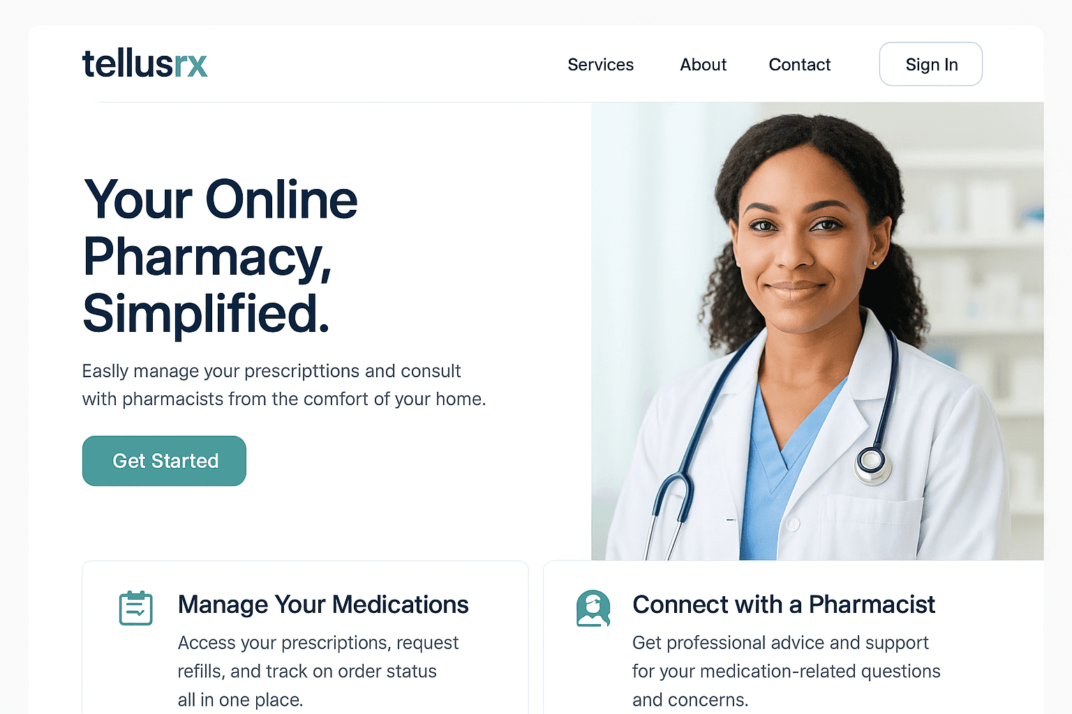 tellusrx.com website mockup